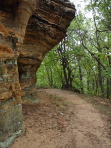 trail runs around sandstone outcrop, smoother section