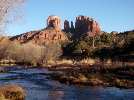 Red Rock crossing,  Cathedral behind