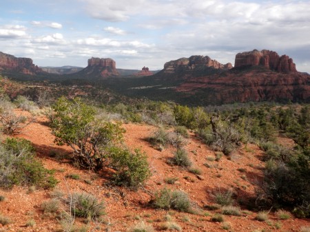Looking down canyon, Bell Rock in center background