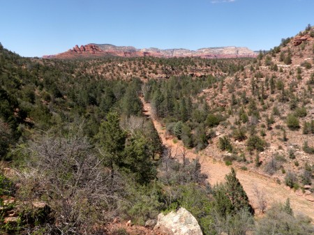 Last Frontier looking N to Cockscomb, Ledge n'Airy on ride slope