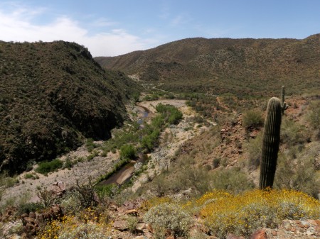 Auga Fria river, crossing and trail out, going South